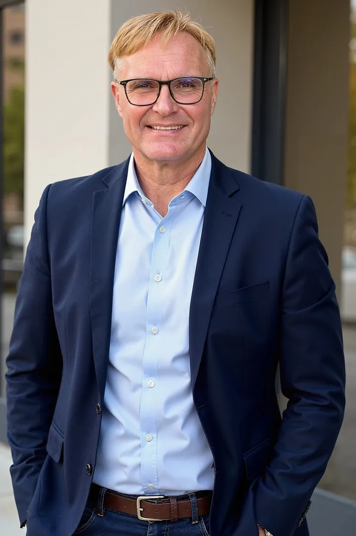 Frank Bosch, Inhaber von Frank Bosch Financial Consulting, vor seinem Büro in Stockach